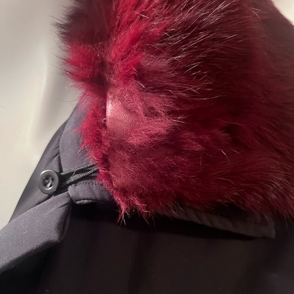 Women’s Black Jacket with Red Fur Collar - Picture 6 of 14